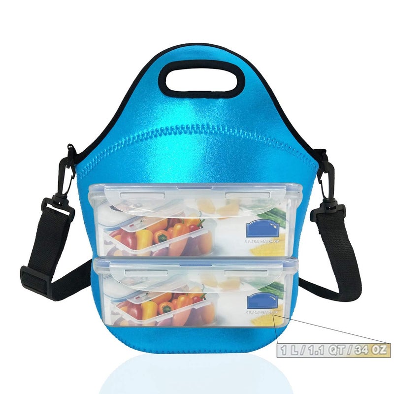 YIDA Neoprene Insulated Lunch bag, Lunch tote Boxes Bags for Women Men Work Office Picnic Travel (Blue) - Image 5